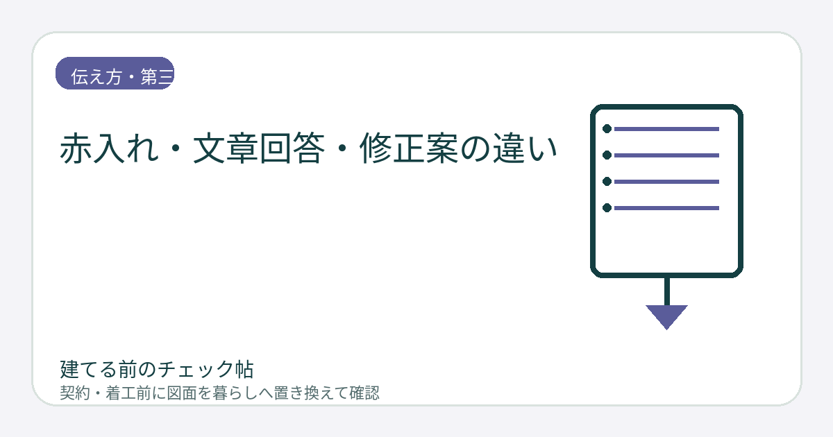 赤入れ・文章回答・修正案の違い｜図面チェックの納品形式を選ぶの図面チェックイメージ